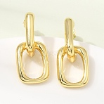 Brass Stud Dangle Earrings, Rectangle, Cadmium Free & Lead Free, Rack Plating, Long-Lasting Plated, Golden, 31x14mm(KK-CBAB173-01G)