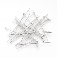 304 Stainless Steel Eye Pin, Stainless Steel Color, 20mm, Pin: 0.7mm, Hole: 2mm, about 400pcs/20g(X-STAS-Q218-03A)