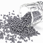 11/0 Grade A Round Glass Seed Beads, Baking Paint, Silver, 2.3x1.5mm, Hole: 1mm, about 48500pcs/pound(SEED-N001-A-1036)