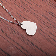 Stainless Steel Heart Pendant with Mirror Polished Surface and Engravable Design, Stainless Steel Color, 0.08 inch(0.2cm)(ST6391981)