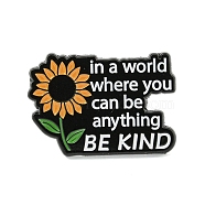 In a World Where You Can  Be Anything Be King Black Alloy Brooches, Enamel Pins for Clothes Backpack, Flower, 21x30.5x1.5mm(JEWB-I030-13A)