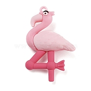 Cartoon PVC Plastic Big Pendants, Number 4 Charm, Flamingo Shape, 57x37x16mm, Hole: 3mm(KY-M004-01E)