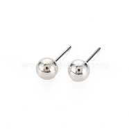 CCB Plastic Ball Stud Earrings for Women, Cadmium Free & Lead Free, Silver, 5.5mm, Pin: 0.6mm(EJEW-S213-01D-F06B-RS)