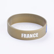 Silicone Wristbands Bracelets, Cord Bracelets, France, Tan, 8 inch(20.2cm), 19x2mm(X-BJEW-K168-01A)