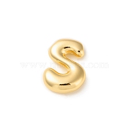 Brass Pendants, Real 18K Gold Plated, Letter S, 23x17x6.5mm, Hole: 2x4mm(KK-P262-01G-S)