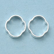 Brass Bead Frame, Cadmium Free & Lead Free, Flower, 925 Sterling Silver Plated, 10x8.5x2mm, Hole: 1mm(KK-M250-26S)