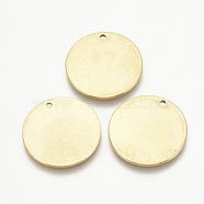 Vacuum Plating 201 Stainless Steel Stamping Blank Tag Pendants, Flat Round, Golden, 20x1mm, Hole: 1mm(STAS-S076-12)