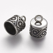 304 Stainless Steel Cord Ends, End Caps, Antique Silver, 13.5x10mm, Hole: 3mm, Inner Diameter: 8.5mm(STAS-A032-186AS)