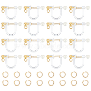 16Pcs 304 Stainless Steel Clip-on Earring Findings, with Loops & Plastic Findings, U-Shaped, with 30Pcs Jump Rings, Real 18K Gold Plated, 11x17.5x3mm(STAS-UN0051-64)