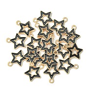 Alloy Enamel Pendants, Star, Light Gold, Black, 16x14x2mm, Hole: 1.6mm, about 20pcs/bag(ENAM-YW0003-01B)