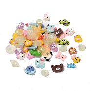 Opaque Resin Cabochons, Mixed Animal Shapes, Mixed Color, 12.5~45.5x7~40x4~10.5mm(CRES-MSMC003-03)