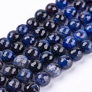 Natural Agate Round Beads Strand, Dyed, Faceted, Midnight Blue, 10mm, Hole: 1mm, about 38pcs/strand, 14.56 inch(G-L084-10mm-27)