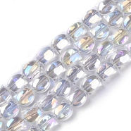 Electroplate Glass Beads Strands, AB Color Plated, Cat Shape, Clear AB, 8x10x5mm, Hole: 1mm, about 65pcs/strand, 24.41''(62cm)(EGLA-Q128-07A-AB01)