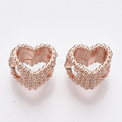 Alloy European Beads, Large Hole Beads, Heart, Rose Gold, 10x11.5x7mm, Hole: 5mm(X-MPDL-N038-16)
