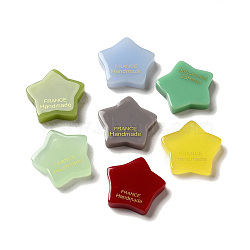 Acrylic Cabochons, Star with Word France Handmade, Mixed Color, 22.5x23.5x5mm(ACAB-Q001-07)