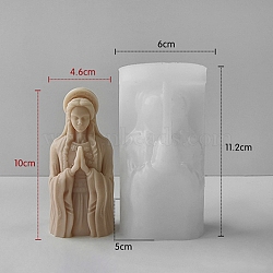 Virgin Mary Goddess Statue Candle Silicone Molds, For DIY Candle Making, White, 114x62x44mm(SIMO-Z004-03D)