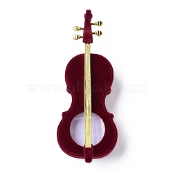 Velvet Jewelry Set Box, with Plastic, for Ring, Necklaces, Violin, Dark Red, 14.1x5.5x4cm(VBOX-F004-13A)