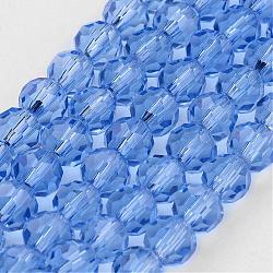 Transparent Glass Bead Strands, Imitate Austrian Crystal, Faceted(32 Facets), Round, Cornflower Blue, 10mm, Hole: 1mm, about 65~68pcs/strand, 58~62cm(GLAA-G013-10mm-25)