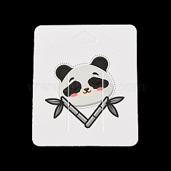Rectangle Paper Hair Clip Display Cards, Panda Print Jewelry Display Card for Hair Clip, Black, 9.5x7x0.03cm, Hole: 16x8mm(AJEW-A051-01)