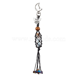 Wish Bottle Pendant Decoration, with Natural Gemstone amd Alloy Clasp, Moon, 165mm(HJEW-JM01808-02)