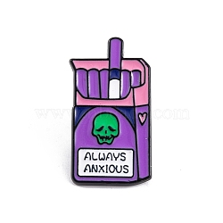 Cigarette Enamel Pins, Black Alloy Broocesh for Backpack Clothes, Skull, Medium Purple, 30x16.5x1.5mm(JEWB-P041-A01)