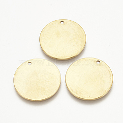Vacuum Plating 201 Stainless Steel Stamping Blank Tag Pendants, Flat Round, Golden, 20x1mm, Hole: 1mm(STAS-S076-12)