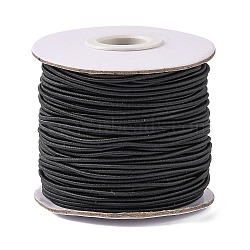 Round Elastic Cord, with Nylon Outside and Rubber Inside, Black, 1.5mm, about 49.21 yards(45m)/roll(EC-R001-1.5mm-038A)