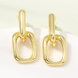 Brass Stud Dangle Earrings, Rectangle, Cadmium Free & Lead Free, Rack Plating, Long-Lasting Plated, Golden, 31x14mm(KK-CBAB173-01G)