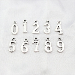 Alloy Pendants, Number 0~9, Cadmium Free & Lead Free, Antique Silver, 15mm, 10pcs/set(PALLOY-WH0079-83AS-RS)