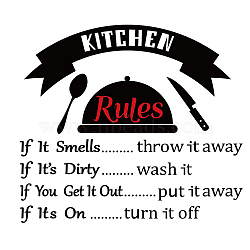 PVC Wall Stickers, for Home Kitchen Decoration, Word Kitchen Rules, Black, 460x520mm(DIY-WH0228-033)