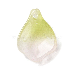 Glass Pendants, Ranunculus Asiaticus Leaf Charms, Pale Goldenrod, 15x11x5mm, Hole: 1.2mm(GLAA-A011-10A)