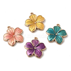 Alloy Enamel Pendants, Flower Charms, Golden, Mixed Color, 25x24.5x3mm, Hole: 1.4mm(ENAM-L051-01G)