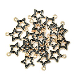 Alloy Enamel Pendants, Star, Light Gold, Black, 16x14x2mm, Hole: 1.6mm, about 20pcs/bag(ENAM-YW0003-01B)