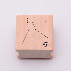 Wooden Stamps, with Rubber, Square with Twelve Constellations, Cancer, 30x30x24mm(DIY-WH0175-46D)