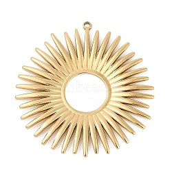 304 Stainless Steel Pendants, Sun Charm, Ion Plating(IP), Real 18K Gold Plated, 39x37x2mm, Hole: 1.2mm(STAS-I325-105G)