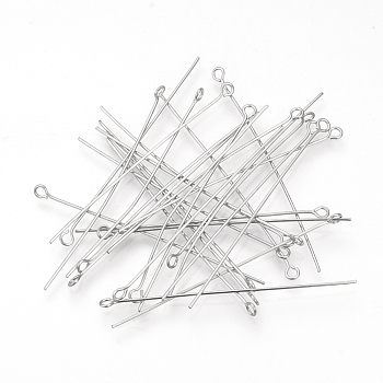 304 Stainless Steel Eye Pin, Stainless Steel Color, 20mm, Pin: 0.7mm, Hole: 2mm, about 400pcs/20g