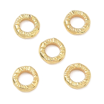 Brass Textured Linking Rings, Rack Plating, Long-Lasting Plated, Lead Free & Cadmium Free, Ring Shape, Real 18K Gold Plated, 8x2mm, Inner Diameter: 4mm