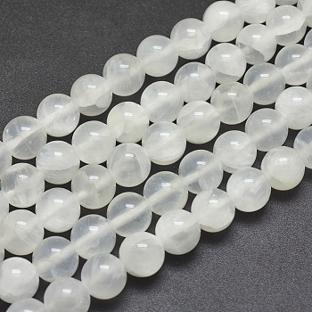 Natural Selenite Beads Strands, Round, 10mm, Hole: 1.2mm, about 40pcs/strand, 15.7 inch(40cm)