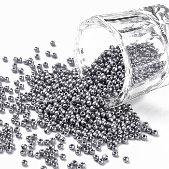 11/0 Grade A Round Glass Seed Beads, Baking Paint, Silver, 2.3x1.5mm, Hole: 1mm, about 48500pcs/pound