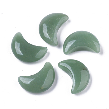 Moon Shape Natural Green Aventurine Healing Crystal Pocket Palm Stones, for Chakra Balancing, Jewelry Making, Home Decoration, 30x20.5x9.5mm