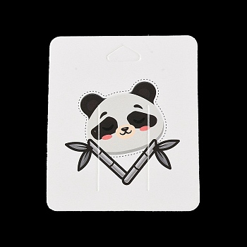 Rectangle Paper Hair Clip Display Cards, Panda Print Jewelry Display Card for Hair Clip, Black, 9.5x7x0.03cm, Hole: 16x8mm