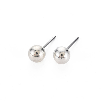 CCB Plastic Ball Stud Earrings for Women, Cadmium Free & Lead Free, Silver, 5.5mm, Pin: 0.6mm