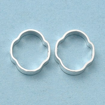 Brass Bead Frame, Cadmium Free & Lead Free, Flower, 925 Sterling Silver Plated, 10x8.5x2mm, Hole: 1mm
