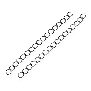 Iron Chain Extender, Curb Chains, Nickel Free, Gunmetal, 70mm, Link: 5~5.5x3.5~4x0.5mm