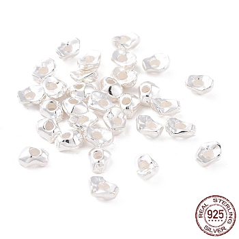 925 Sterling Silver Beads, Nuggets, Silver, 4x3x2mm, Hole: 1.2mm, about 87Pcs/10g