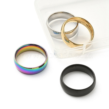 4Pcs 4 Colors 201 Stainless Steel Plain Band Rings Set for Women(RJEW-YW0001-04)-2