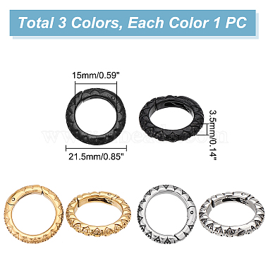 unicraftale 3pcs 3 couleurs 304 anneaux de porte à ressort en acier inoxydable(STAS-UN0041-74)-3