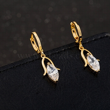 Real 18K Gold Plated Brass Cubic Zirconia Dangle Hoop Earrings(EJEW-EE0001-186B)-3