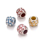 304 Stainless Steel European Beads, with Enamel, Large Hole Beads, Rondelle with Heart, Mixed Color, 11x10mm, Hole: 5mm