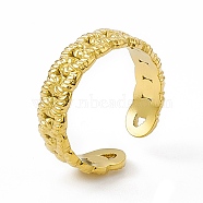 Ion Plating(IP) 304 Stainless Steel Cuff Ring for Women, Texture Curb Chain Shaped Open Rings, Real 14K Gold Plated, 5.5mm, Inner Diameter: US Size 7 1/2(17.7mm)(RJEW-C060-41G)